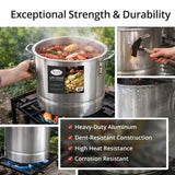 Alpine Cuisine 9-Piece Aluminum Steamer Pot Set with 56, 74.6 and 92.5 L Stock Pots, Heavy-Duty Lightweight Design for Seafood, Tamales, Pasta & Large-Batch Cooking