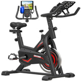 GOFLYSHINE Exercise Bikes Stationary,Exercise Bike for Home Indoor Cycling Bike for Home Cardio Gym,Workout Bike with pad Mount & LCD Monitor,Silent Belt Drive (Black-red) GOFLYSHINE