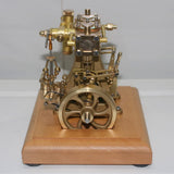MechPuConToy Engine Model Kit That Works, Mini Retro Vertical Double-Cylinder Reciprocating Double-Acting Steam Engine Model with Speed Reducer, Science Experiment for Youth Adult