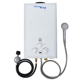Flame King Portable Tankless Water Heater Propane Gas 10L 2.64 GPM at 68,000 BTU, Outdoor Instant Hot Water Shower for RV, Camping, Farm, Cabins
