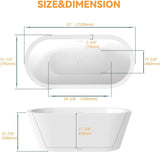 Adecab 61" Freestanding Bathtubs, Acrylic Soaking Tubs for Adult, Integrated Overflow and Drain, cUPC Certified, Glossy White