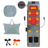 Flannel Full Body Massage Mat Electric Multifunctional Massage Chair Pad with 9 Vibration Modes Heat Timer Shiatsu Neck Foot Massager Lumbar Pillow Carry Bag Earplugs Anti-Slip Bottom for Mom Gift