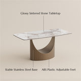 POVISON Hobart 63" Dining Table for 4, Glossy Pandora Sintered Stone Top