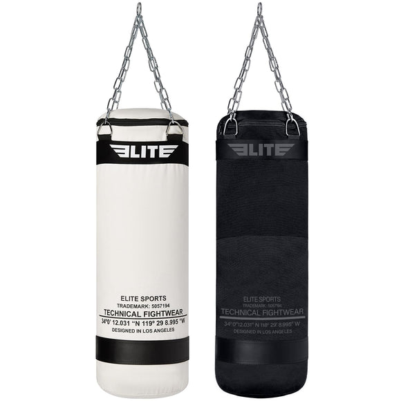 Canvas Punching Bags MMA Muay Thai Kickboxing Training Boxing Punching Bag with Chains (Black) - UNFILLED Elite Sports