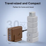 Newdarren 165W Charging Station, 6 Port Desktop Charger, 3 Ports 40W Brown