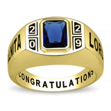 Oseew Men Class Ring Birthstone Customized High School Ring (Yellow Gold)