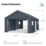 MFSTUDIO Portable Carport 13x24ft, Garage Car Tents Storage Sheds Canopy