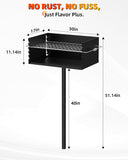 Charcoal Grill, Park Style Charcoal Grill, 30" x 17" Heavy Duty BBQ Grill Charcoal, Adjustable Single Post Barbeque Grill for Camping, Outdoor Cooking, Backyard, Patio, Camp Grilling Barbecues Cookout