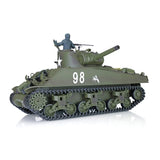 wheelfun Heng Long US in Stock, RC Tank 2.4G 1/16 Scale 7.0 Plastic Version M4A3 Sherman Smoking Unit Battle Tank Military Transport Vehicles 340° Rotating Turret IR Combat Model 3898 BB Airsoft