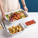 Sweejar Ceramic Baking Dish Lasagna Pans with Trivet, Rectangular Bakeware for Cooking, Kitchen, Cake Dinner, Banquet, 15.3x 9.6 x 2.8 Inches of Casserole Dishes（White）