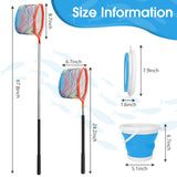 Kids Fishing Net, 2 Pack Telescopic Fishing Landing Net with Aluminum Pole Handle for Kids, Collapsible Bucket Kids Sand Pail, Fishing Net Butterfly Nets for Kids, Outdoor Playing, Red