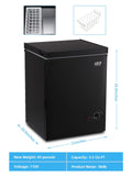Chest Freezer 3.5 Cu.Ft Mini 7 Gears Temperature Control Compact Deep Freezer with Top Open Door and Removable Storage Basket Black