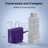 Newdarren 165W Charging Station, 6 Port Desktop Charger, 3 Ports 40W Purple