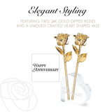 Forever Rose Personalized Combo, 24K Gold Dipped Roses & Heart Acrylic Vase