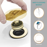 KUZOR 2-Pack Pop Up Bathroom Sink Drain with Overflow - Fits 1-5/8" to 2" Holes, Glod 304 Stainless Steel for Vanity/Vessel Sink