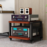 Heavy-Duty AV Stand with Movable Storage Cart, HiFi Rack for Adjustable Shelves, Media Cabinet for Living Room, Gaming Room & Music Studio (Teak, 2-Tier)