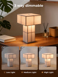 INSSKY 9.1''Modern Table Lamp with Silky White,Handmade Bedside Lamp for Home Decor,Cordless Rechargeable Lamp,LED Dimmable Ambient Lighting for Nightstand,Living Room,Bedroom,Office,Bulb Included