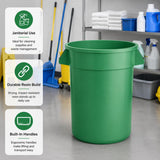 Getzi 6 Pack 20 Gallon Green Round Commercial Trash Can, Heavy-Duty Plastic Waste Bin