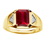Oseew Emerald Cut Ruby Ring for Men 10k/14k/18k Gold Created Mens Ruby Gemstone Rings Luxury Jewelry Customized 2-6 Carat Men's Ruby Ring Engagement Ring Promise Ring For him