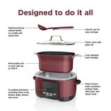 Foodi Possible 8.5QT Multi Cooker Electric Pot, 8-in-1 Programmable Slow Cooker, Sauté, Steam, Bake & Roast, Oven-Safe Nonstick Pot to 500°F, 1400W, Large Capacity (Cherry Tarte)