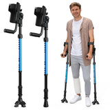 FUSHIDE Forearm Crutches for Adults, 3-Angle Adjustable Arm Crutches for Walking, Ergonomic Crutches for Men or Women, Aluminum, Blue, Crutches for Leg Injury, Surgery Recovery, Disabled（1Pair）