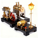 MechPuConToy Steam Engine Model with Boiler and Lamp Scene DIY Kit 84PCS