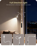 GOEBLESON Reading Floor Lamp, 74.2" Tall LED Lamp, with 360° Flexible Gooseneck & Touch & Remote Control, Ajustable Color & Beam, Crafts Standing Lamp, for Reading, Task Craft, Living, White WW16LD05