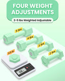 Adjustable Dumbbells Set, 4 in 1 Hand Weights Set for Women Men 10 LB Dumbbell Pair Each 2lbs 3lbs 4lbs 5lbs Weights Dumbbells Set with TPU Soft Rubber Handle for Home Gym Exercise Fitness -Green