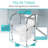 Vive Toilet Safety Rail - Medical Chair for Handicapped & Seniors - Folding Bathroom Frame w/Handles, Arms for Elderly, Disabled - Standalone Grab Bar - Seat Assistance Support Stand Up Assist