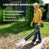 Opuliv Leaf Blower Cordless, 2in1 Electric Cordless Leaf Blower w/ 2 Batteries & Charger, 4 Wind Speed, 2 Handheld Modes, 4.0/5.0AH Battery, Lightweight Blowers
