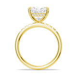 Princess Cut Moissanite Engagement Ring, Side Accents, 2CT Yellow Size 7