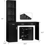 4ever2buy Salon Station for Hair Stylist, Salon Wall Station with Barber Cabinet, Hair Stations Equipment Hair Dryer Holder, Drawers, Wall Mount Barber Beauty Station, Mirror not Included, Black