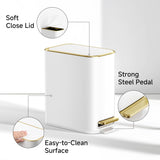 TIPGO Small Bathroom Trash Can with Lid Soft Close, Step Pedal, 5 Liter / 1.3 Gallon Stainless Steel Trash Bin