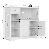 HORSTORS Microwave Cabinet, Kitchen Storage Cabinet with 3 Doors and 1 Drawer, Buffet Sideboard with Adjustable Shelves, Microwave Stand for Kitchen, Dining Room, White
