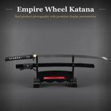 Damascus Empire Wheel Katana, 1045 Carbon Steel Hand Forged Full Tang Sword