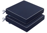 Navy Linen Outdoor Chair Cushions Set of 2, 19x19x3 Inch Waterproof Patio Seat Cushions for Outdoor