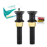 KUZOR Matte Black Pop Up Bathroom Sink Drain with Overflow, 2 Pack