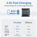 Pondee X5 Cordless Robotic Pool Cleaner, Wall & Waterline Cleaning, Smart Navigation, Smart Precision Docking™, 180Mins Runtime, 4 Cleaning Modes, Pool Vacuum for Inground Pools up to 3,229 sq.ft