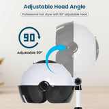 Hooded Hair Dryer, Professional Hood Dryer on Wheels, Sit Under Dryer, Standing Hair Dryer, White