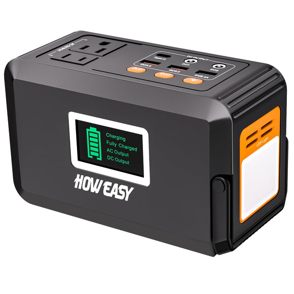 120W Portable Power Bank, 88WH/24000mAh Portable Laptop Charger Battery Backup with 2 110V AC Sockets HOWEASY