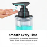 Automatic Touchless Liquid Soap Dispenser Clear Glass Rechargeable Type C with Matte Black Pump for Hand and Dish Soap 12 oz Kitchen and Bathroom Countertop