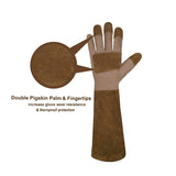 2 Pairs: Rose Pruning Long Gardening Pigskin Leather Gloves, Thorn Proof Yard Work Leather Gloves - Brown, Green, Large
