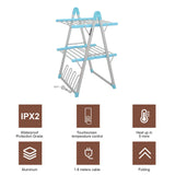 SHARNDY Electric Heated Clothes Drying Rack,Foldable Heated Garment Dryer with Timer Shut-Off Laundry Rack for Clothes Shoes Socks,Aluminum Alloy,Blue,Plug & Play,(39.37x25.98x23.82in)