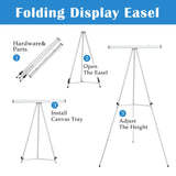 Aluminum Flip Chart Display Easel Stand with Adjustable Floor for Boardroom, Whiteboard, Paper Pads, Signage, 63 1/2'' High, Silver Falling in Art
