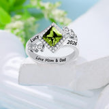 Oseew 2027 Birthstone Class Graduation Ring for Men Women (Yellow Gold)