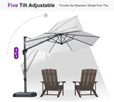 PURPLE LEAF Cantilever Umbrella 10 Feet Round Smooth 360° Rotation White