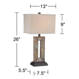 Franklin Iron Works Tahoe Small Rustic Traditional Style Table Lamps 26" High Set of 2 Natural Stale Open Base Rectangular Box Shade for Living Room Bedroom House Bedside Home (Colors May Vary)