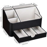 KINGFOM Desk Organizer with Drawer, Multifunction Pencil Holder for Desk, Desk Organizer and Accessories 5 Compartments for Home Office Supplies (Black)