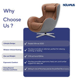 Nouhaus Classic Massage Chair with Ottoman – Caramel Leather Recliner with Percussive Shiatsu Massager, Built-in Speaker & Full Body Spot Massage – Ultimate Comfort for Home & Office