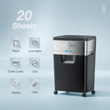 Paper Shredder, 20-Sheet 60 Mins Nonstop Heavy Duty Paper Shredder for Office